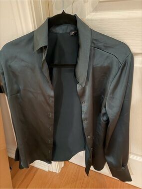 Satin Black Button-Up Shirt